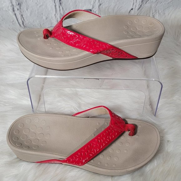 Vionic Shoes - VIONIC Zuma Womens Red Flip Flop Thong Wedge Sandals Ortho Comfy Casual Beach 7